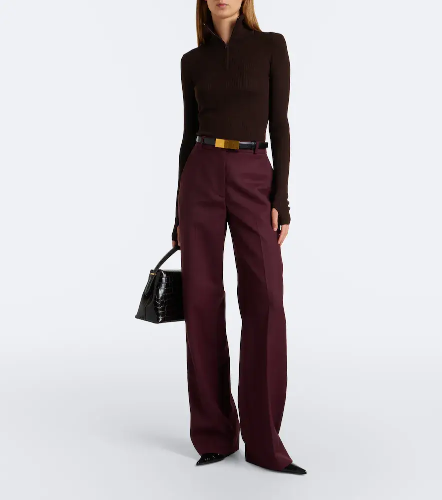 The Frankie Shop Sade ribbed-knit wool and silk half-zip sweater | Thumbnail 4 The Frankie Shop Sade ribbed-knit wool and silk half-zip sweater | Thumbnail 4