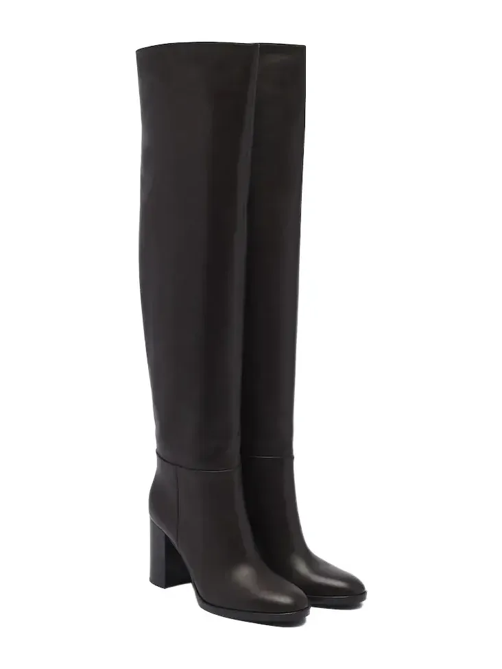 Leather over-the-knee boots
