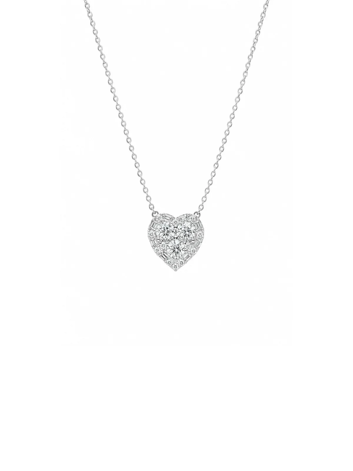 0.597ct Diamond 18K Gold Heart Pendant Chain Necklace