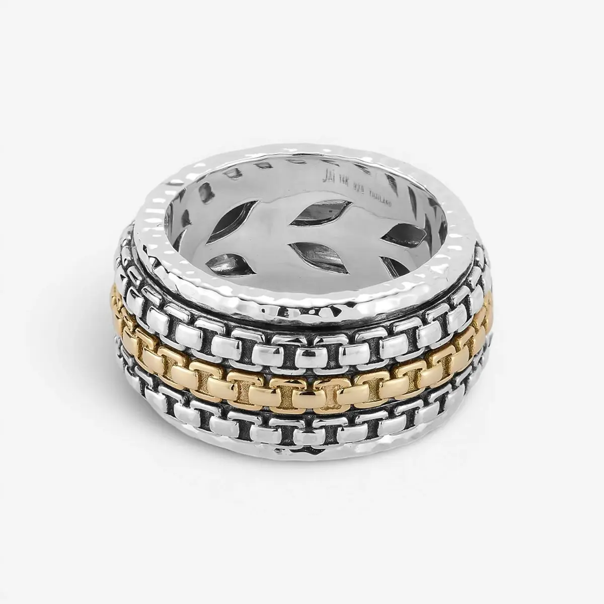 JAI JAI Sterling Silver & 14K Yellow Gold Artisan Textured Men's Ring JJH3056MRG - by The Solist | Thumbnail 2 JAI JAI Sterling Silver & 14K Yellow Gold Artisan Textured Men's Ring JJH3056MRG - by The Solist | Thumbnail 2