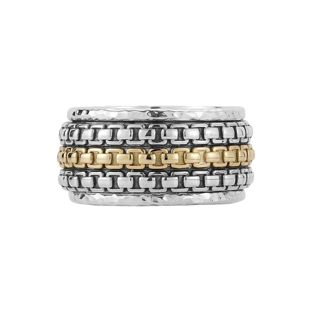 JAI JAI Sterling Silver & 14K Yellow Gold Artisan Textured Men's Ring JJH3056MRG - by The Solist