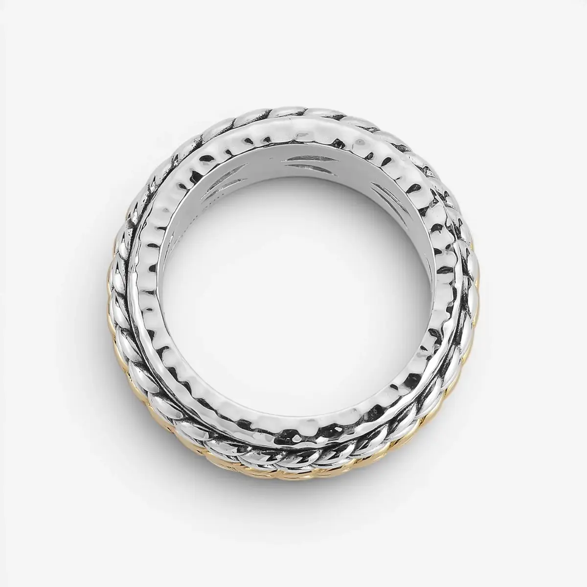 JAI JAI Sterling Silver & 14K Yellow Gold Artisan Textured Spinner Men's Ring JJH5026MRG - by The Solist | Thumbnail 4 JAI JAI Sterling Silver & 14K Yellow Gold Artisan Textured Spinner Men's Ring JJH5026MRG - by The Solist | Thumbnail 4