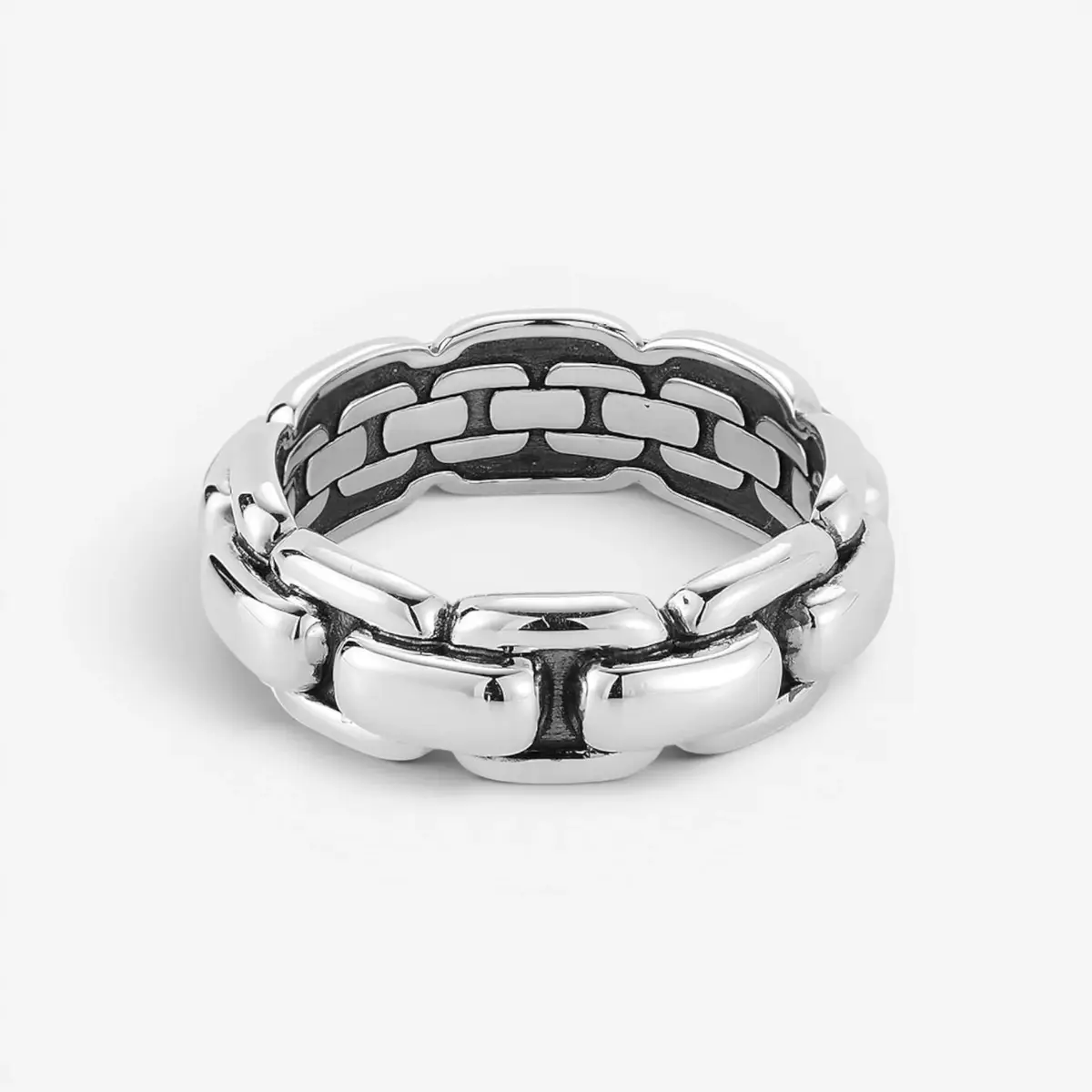 JAI JAI Sterling Silver & 14K Yellow Gold Box Chain Men's Band Ring JJH1045MRG - by The Solist | Thumbnail 3 JAI JAI Sterling Silver & 14K Yellow Gold Box Chain Men's Band Ring JJH1045MRG - by The Solist | Thumbnail 3