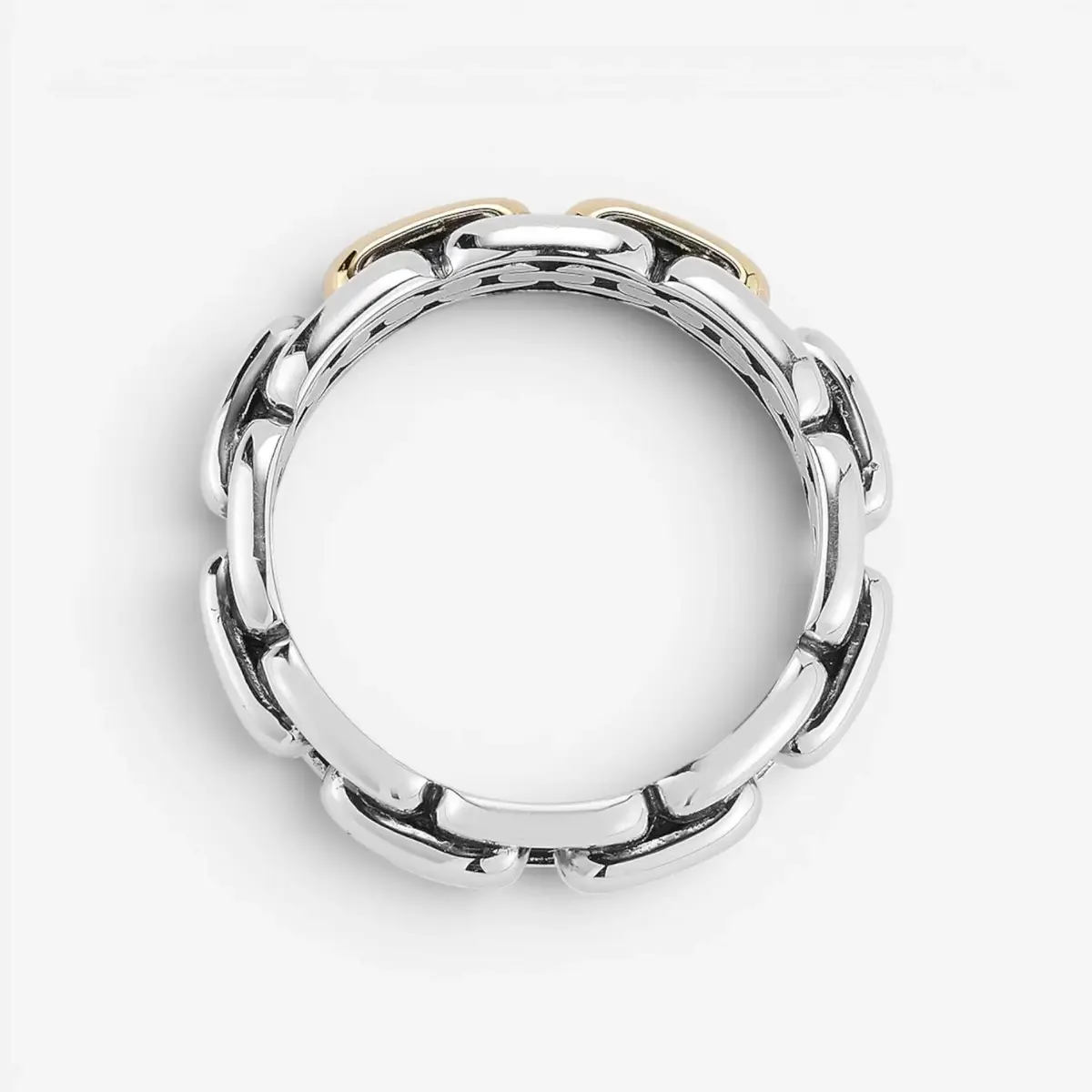 JAI JAI Sterling Silver & 14K Yellow Gold Box Chain Men's Band Ring JJH1045MRG - by The Solist | Thumbnail 4 JAI JAI Sterling Silver & 14K Yellow Gold Box Chain Men's Band Ring JJH1045MRG - by The Solist | Thumbnail 4