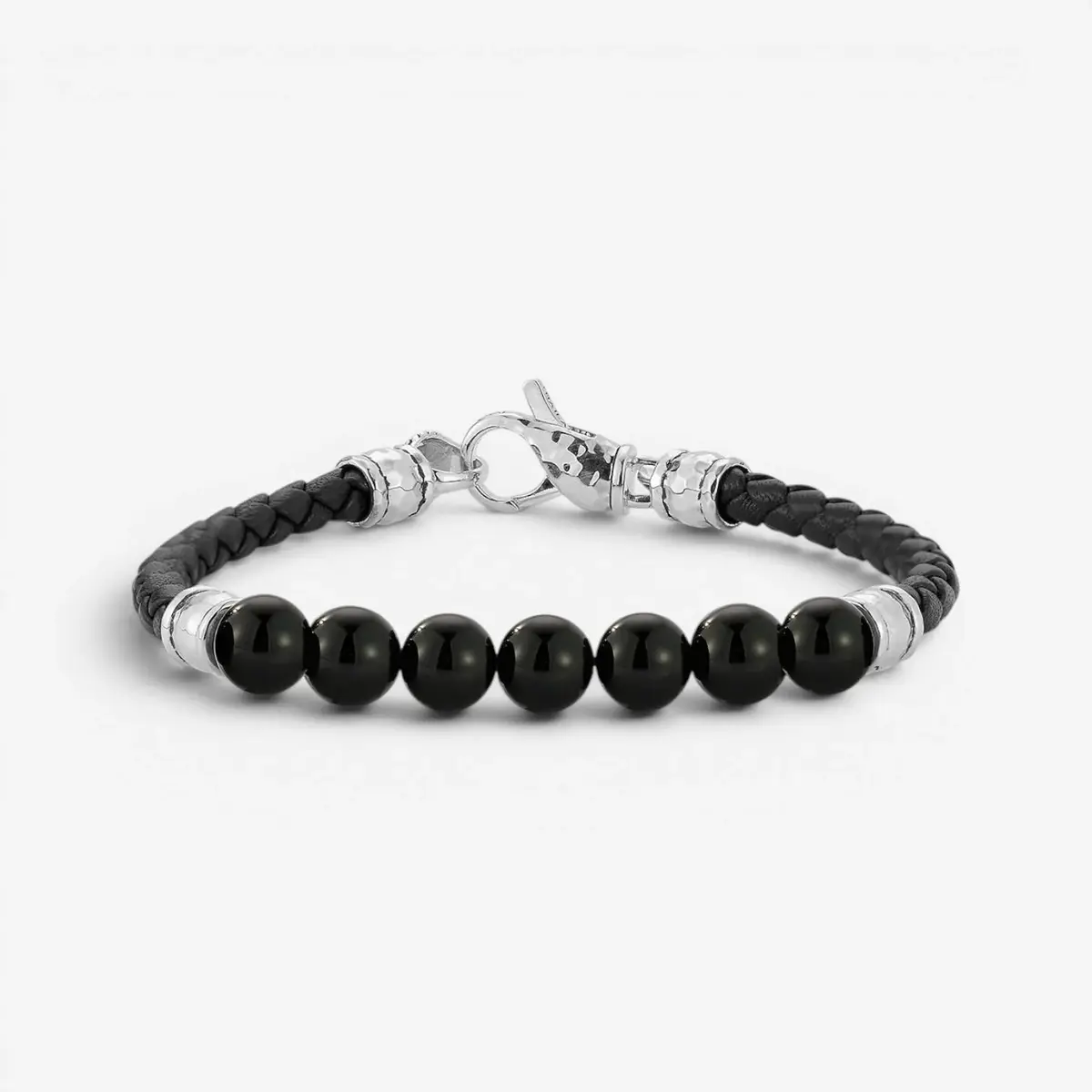 JAI JAI Sterling Silver Black Onyx Leather Bead Men's Bracelet JJH3046MB-BO - L by The Solist | Thumbnail 2 JAI JAI Sterling Silver Black Onyx Leather Bead Men's Bracelet JJH3046MB-BO - L by The Solist | Thumbnail 2