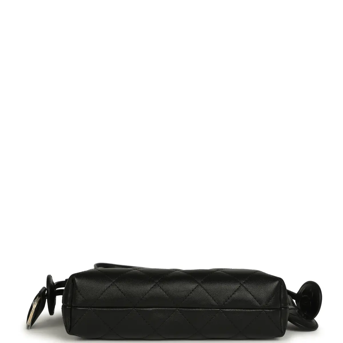 Chanel Chanel CC Drawstring Clutch with Leather Strap Black Lambskin Gold Hardware | Thumbnail 7 Chanel Chanel CC Drawstring Clutch with Leather Strap Black Lambskin Gold Hardware | Thumbnail 7