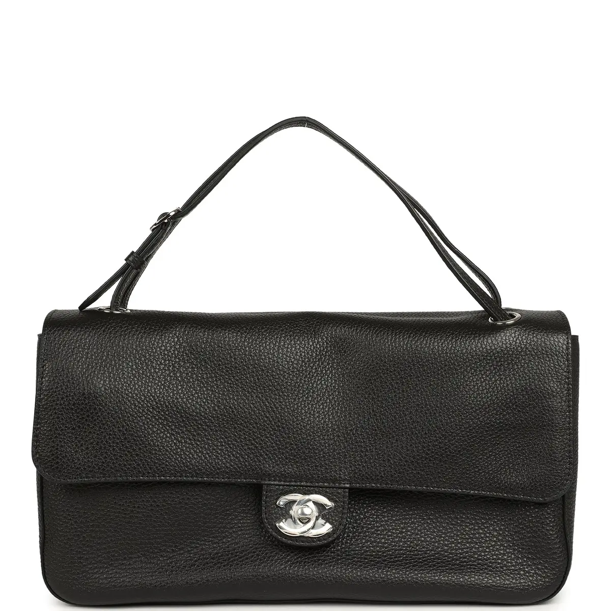 Chanel Chanel Maxi "Souplissimo" Small Flap Bag Black Grained Calfskin Silver Hardware | Image 1 Chanel Chanel Maxi "Souplissimo" Small Flap Bag Black Grained Calfskin Silver Hardware | Image 1