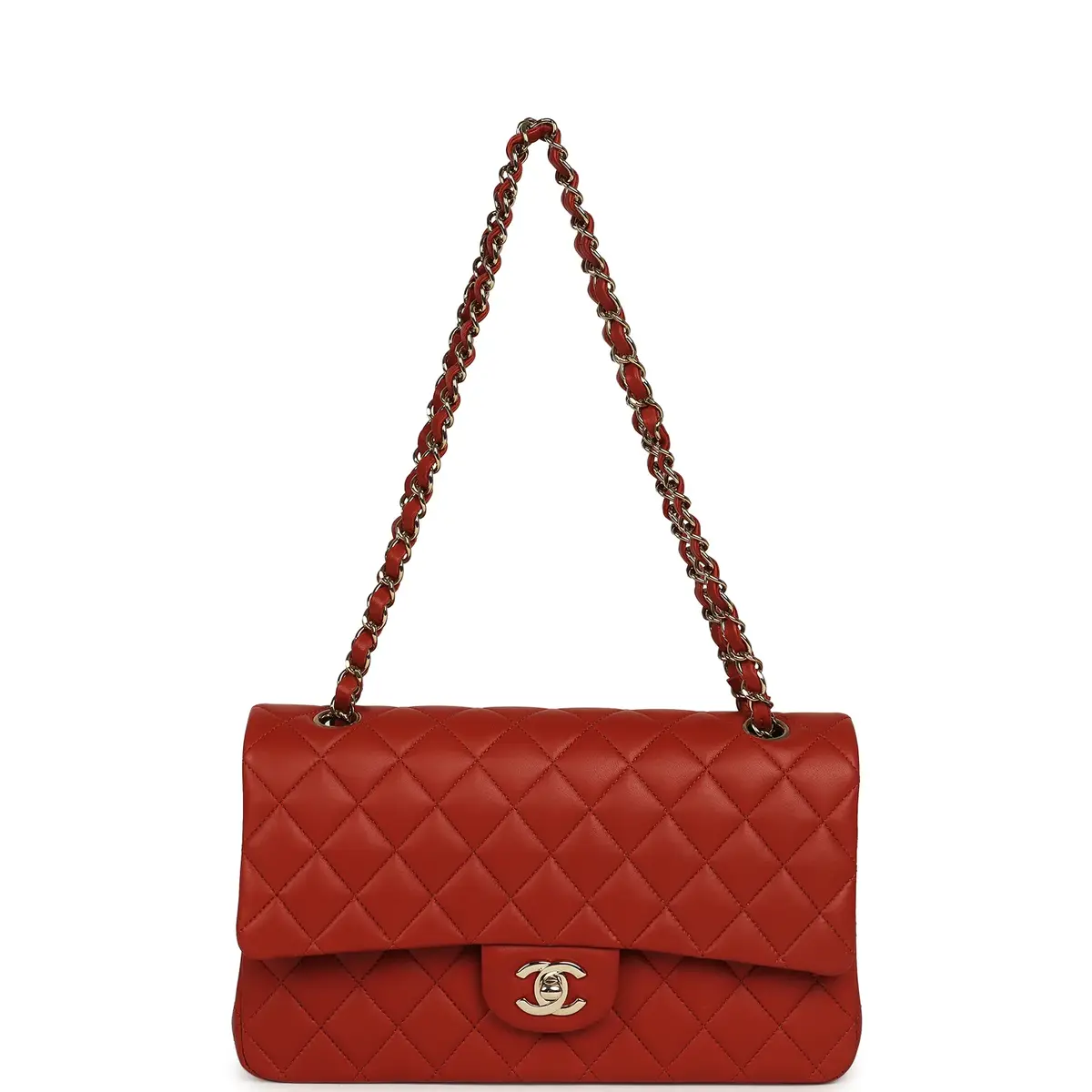 Chanel Chanel Medium Classic Double Flap Bag Dark Orange Lambskin Light Gold Hardware | Thumbnail 7 Chanel Chanel Medium Classic Double Flap Bag Dark Orange Lambskin Light Gold Hardware | Thumbnail 7