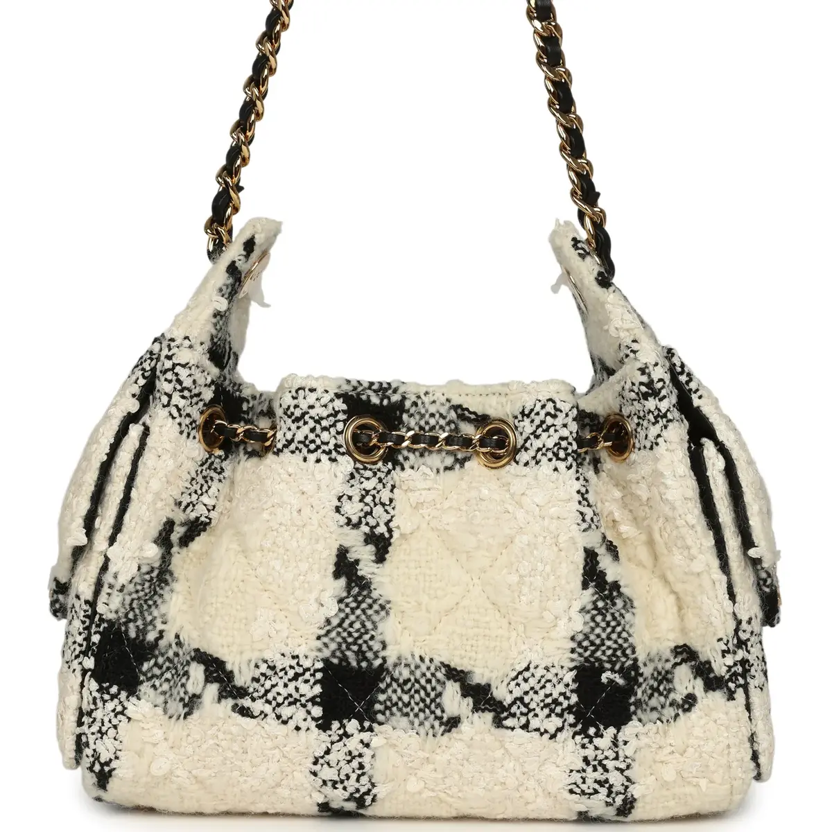 Chanel Chanel Mini 25 Hobo Bag White, Black Tweed Gold Hardware | Thumbnail 4
