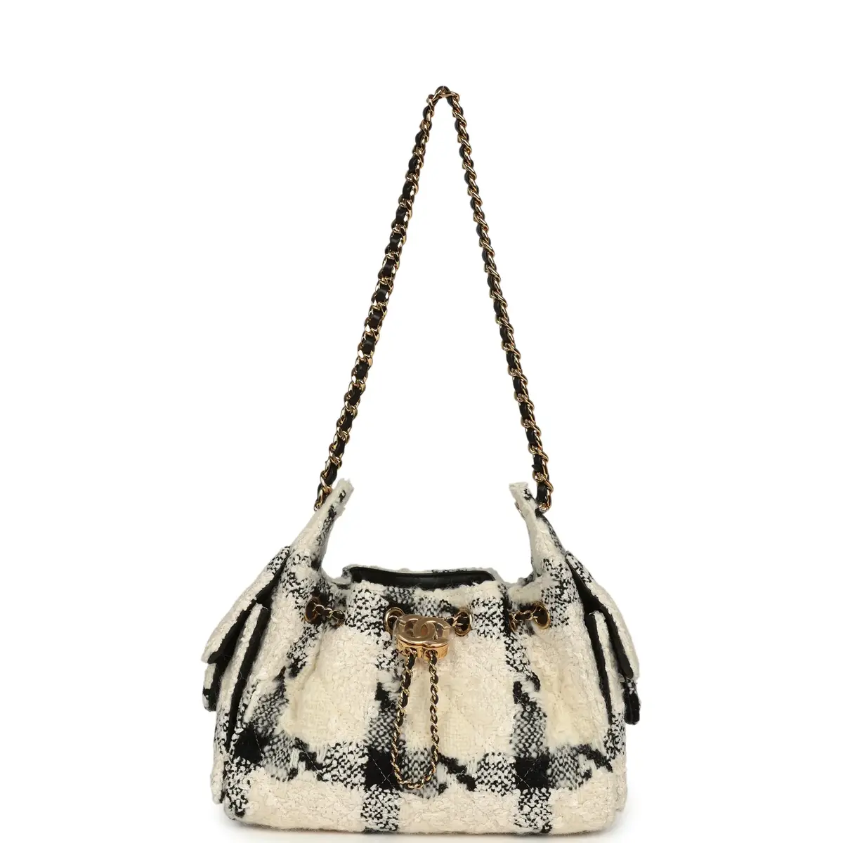 Chanel Chanel Mini 25 Hobo Bag White, Black Tweed Gold Hardware | Thumbnail 7
