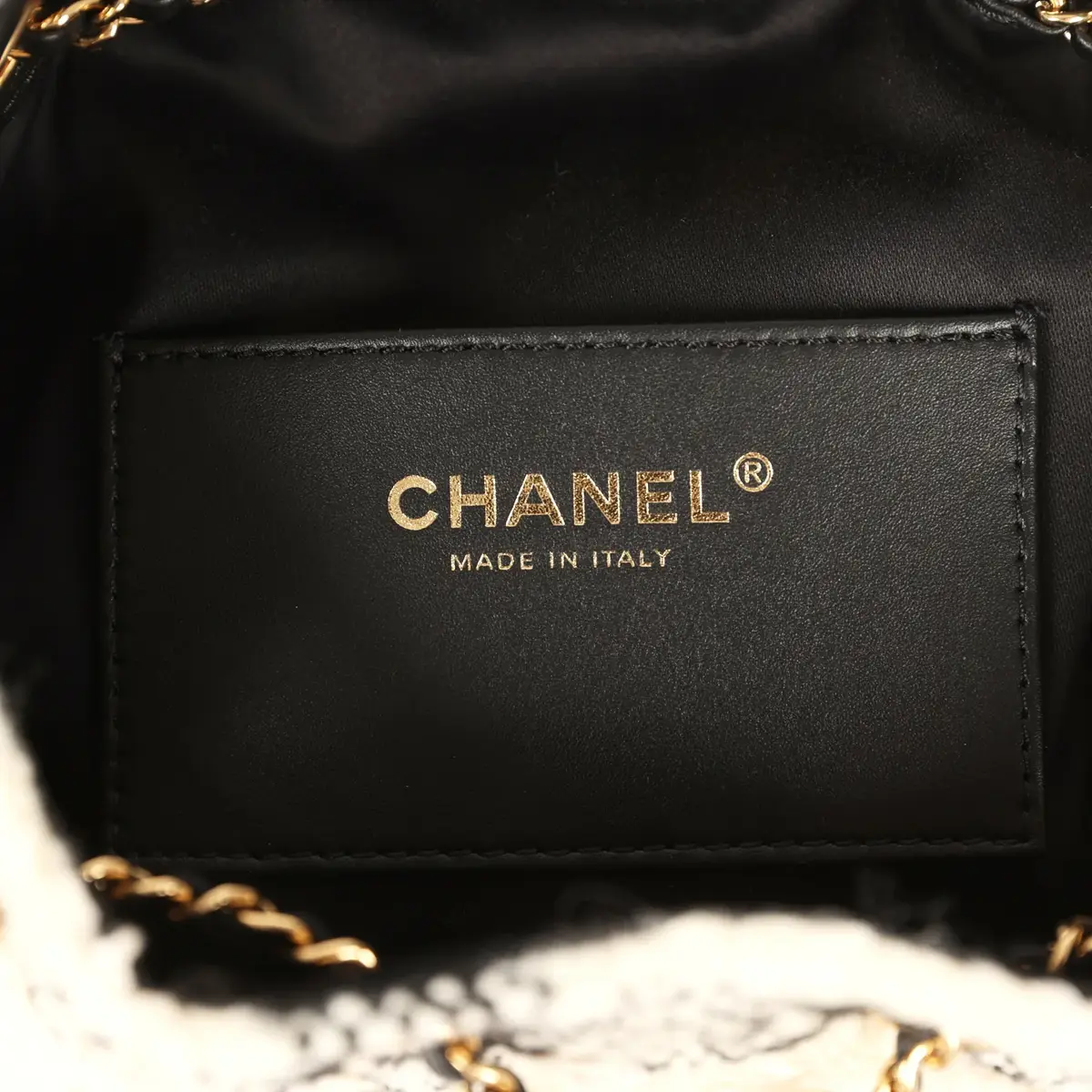 Chanel Chanel Mini 25 Hobo Bag White, Black Tweed Gold Hardware | Thumbnail 9