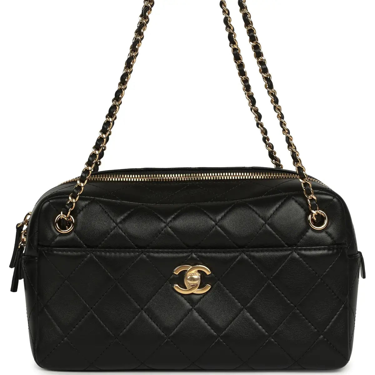 Chanel Chanel Small "Camerissimo" Camera Case Black Lambskin Gold Hardware | Image 1 Chanel Chanel Small "Camerissimo" Camera Case Black Lambskin Gold Hardware | Image 1