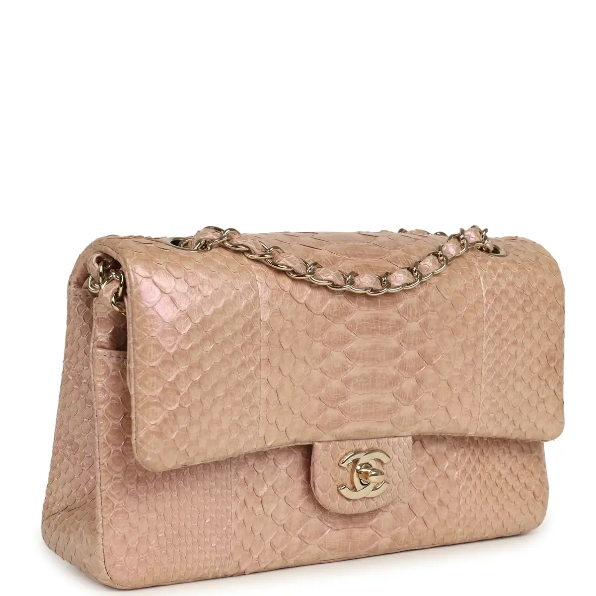 Chanel Pre-owned Chanel Medium Classic Double Flap Bag Iridescent Pink Python Light Gold Hardware | Thumbnail 2 Chanel Pre-owned Chanel Medium Classic Double Flap Bag Iridescent Pink Python Light Gold Hardware | Thumbnail 2