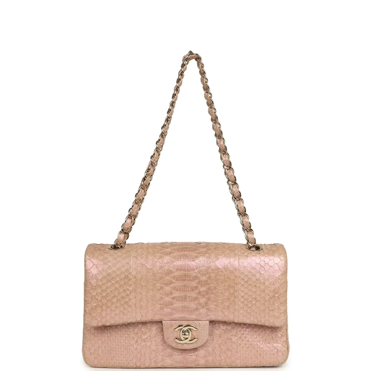 Chanel Pre-owned Chanel Medium Classic Double Flap Bag Iridescent Pink Python Light Gold Hardware | Thumbnail 7 Chanel Pre-owned Chanel Medium Classic Double Flap Bag Iridescent Pink Python Light Gold Hardware | Thumbnail 7