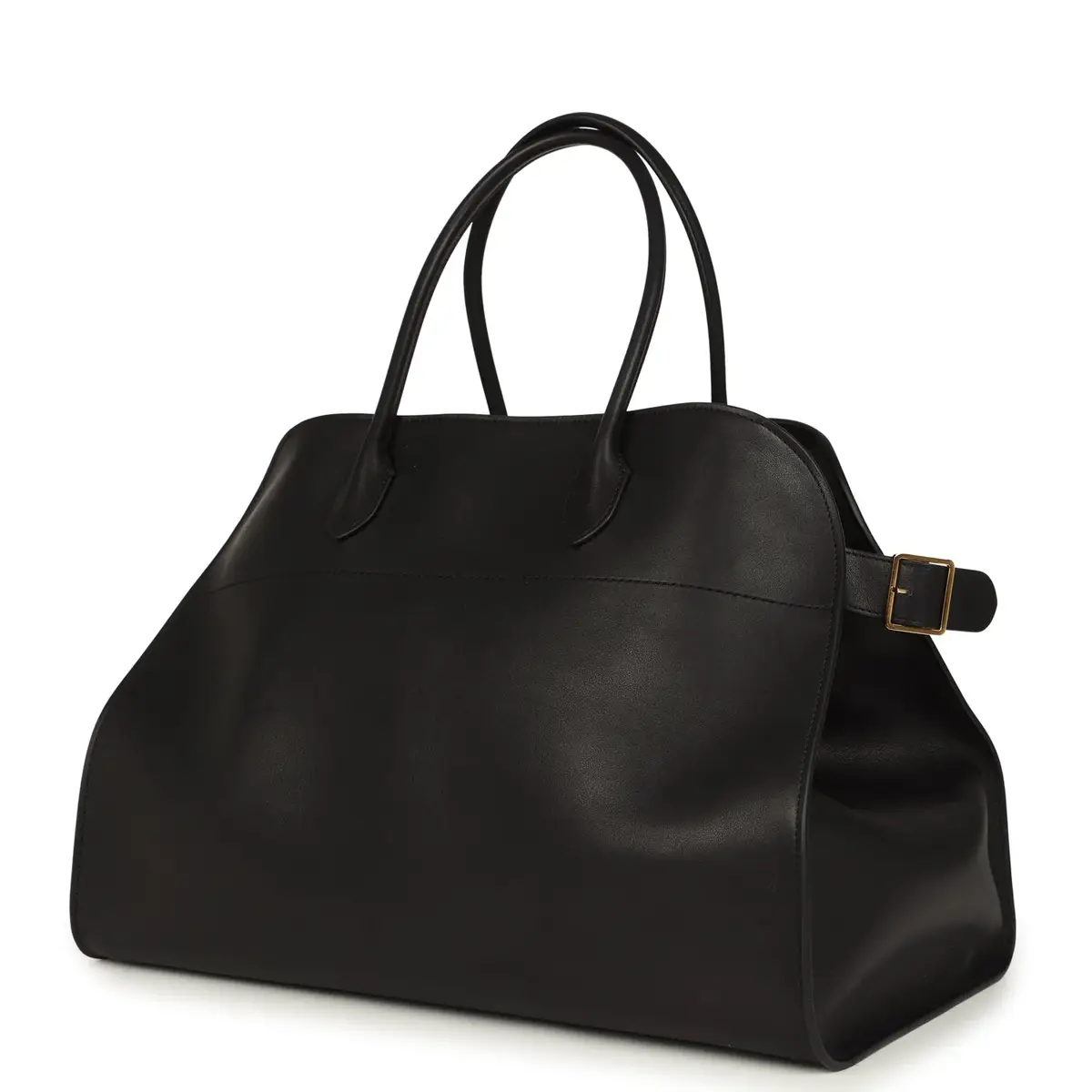 The Row The Row Soft Margaux 17 Bag Black Saddle Gold Hardware | Thumbnail 5