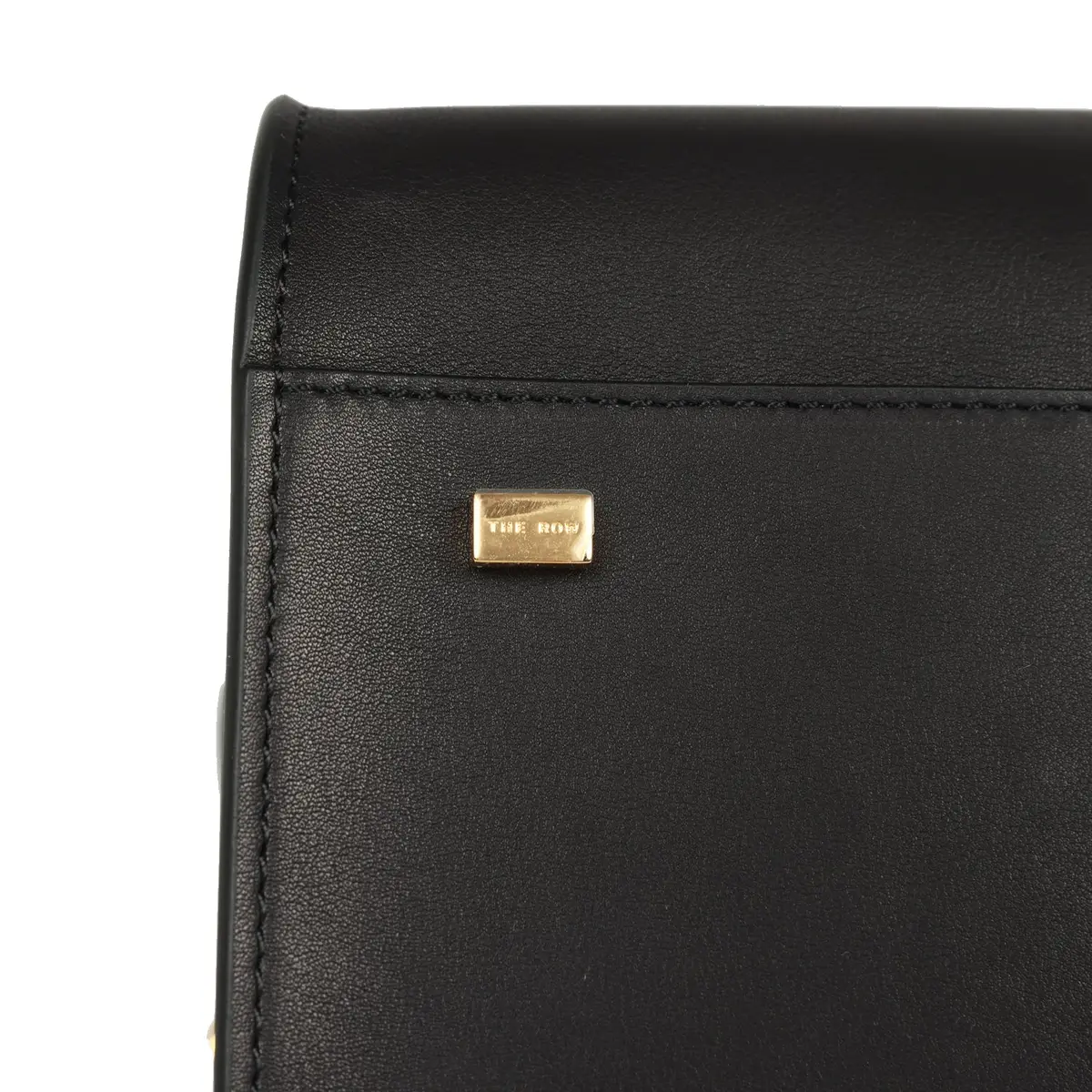 The Row The Row Soft Margaux 17 Bag Black Saddle Gold Hardware | Thumbnail 8