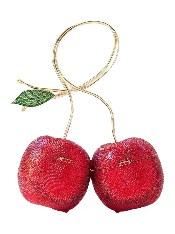 Cherries Crystal-embellished Gold-tone Clutch Cherries Crystal-embellished Gold-tone Clutch