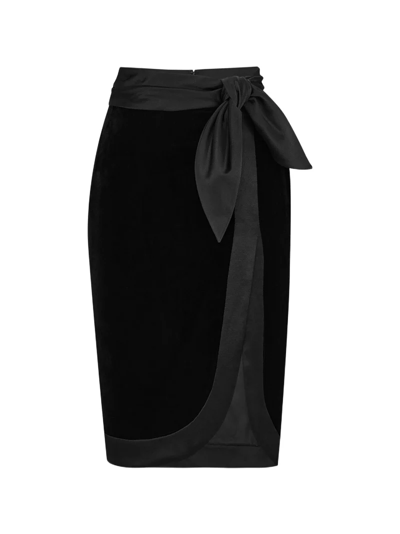 Yves Saint Laurent wrap skirt in velvet and satin