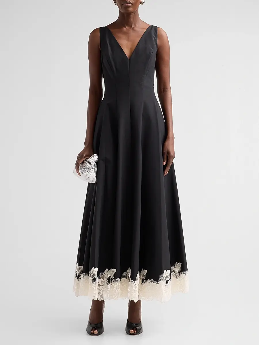 Simkhai Women's Mira Contrast Floral Lace-Trim Maxi Dress | Thumbnail 2