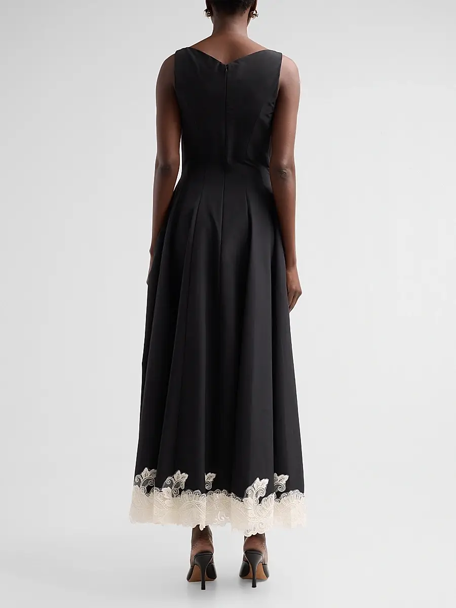 Simkhai Women's Mira Contrast Floral Lace-Trim Maxi Dress | Thumbnail 3