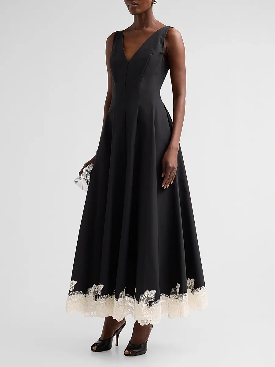 Simkhai Women's Mira Contrast Floral Lace-Trim Maxi Dress | Thumbnail 4