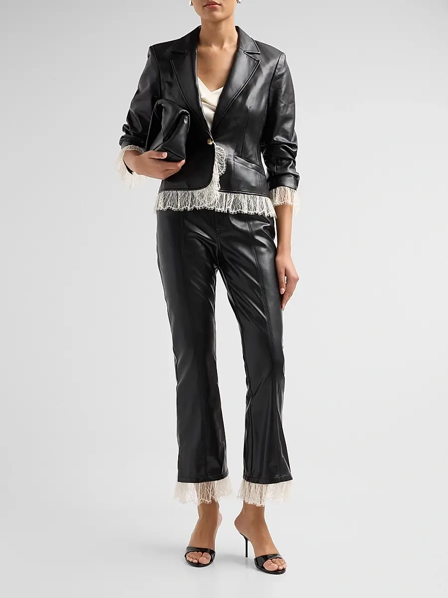 Cinq à Sept Women's Le Petit Roxie Faux Leather Blazer | Thumbnail 2 Cinq à Sept Women's Le Petit Roxie Faux Leather Blazer | Thumbnail 2