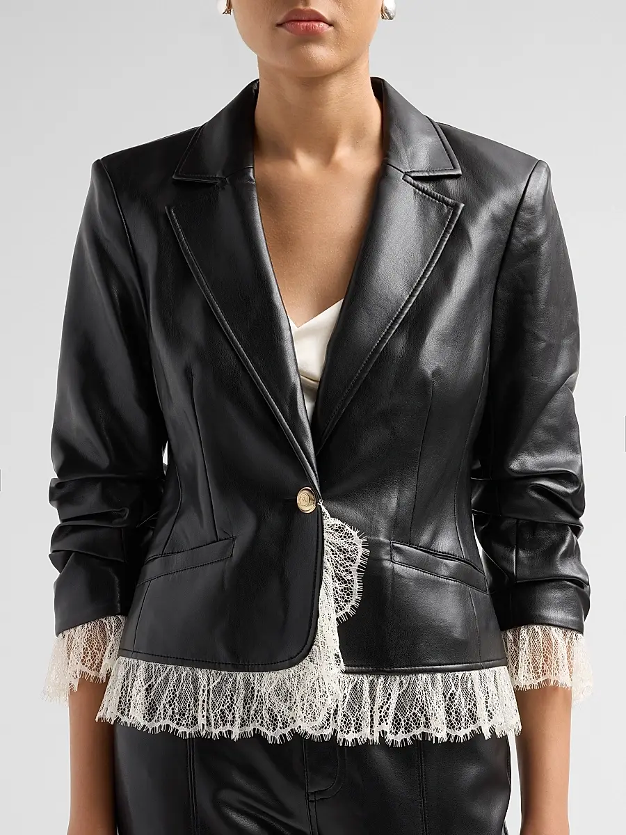 Cinq à Sept Women's Le Petit Roxie Faux Leather Blazer | Thumbnail 5 Cinq à Sept Women's Le Petit Roxie Faux Leather Blazer | Thumbnail 5