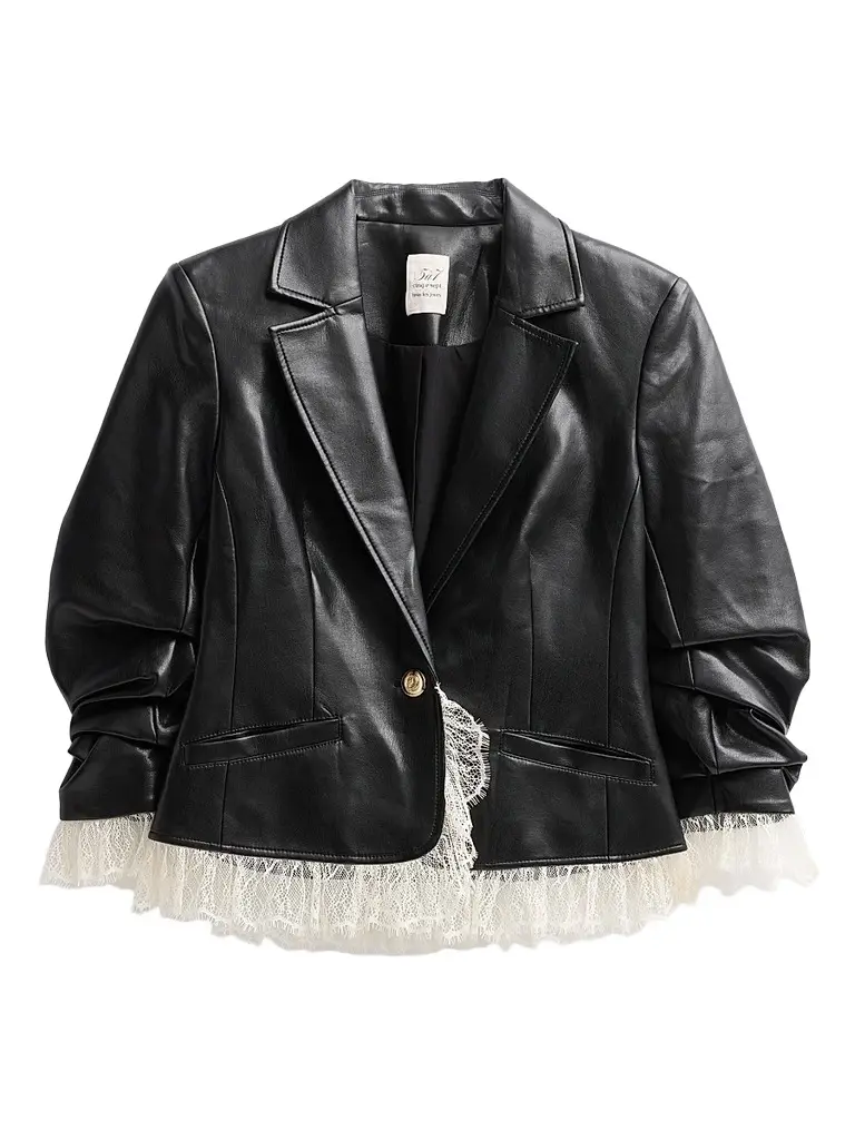 Cinq à Sept Women's Le Petit Roxie Vegan Leather Blazer - Black | Image 1 Cinq à Sept Women's Le Petit Roxie Vegan Leather Blazer - Black | Image 1