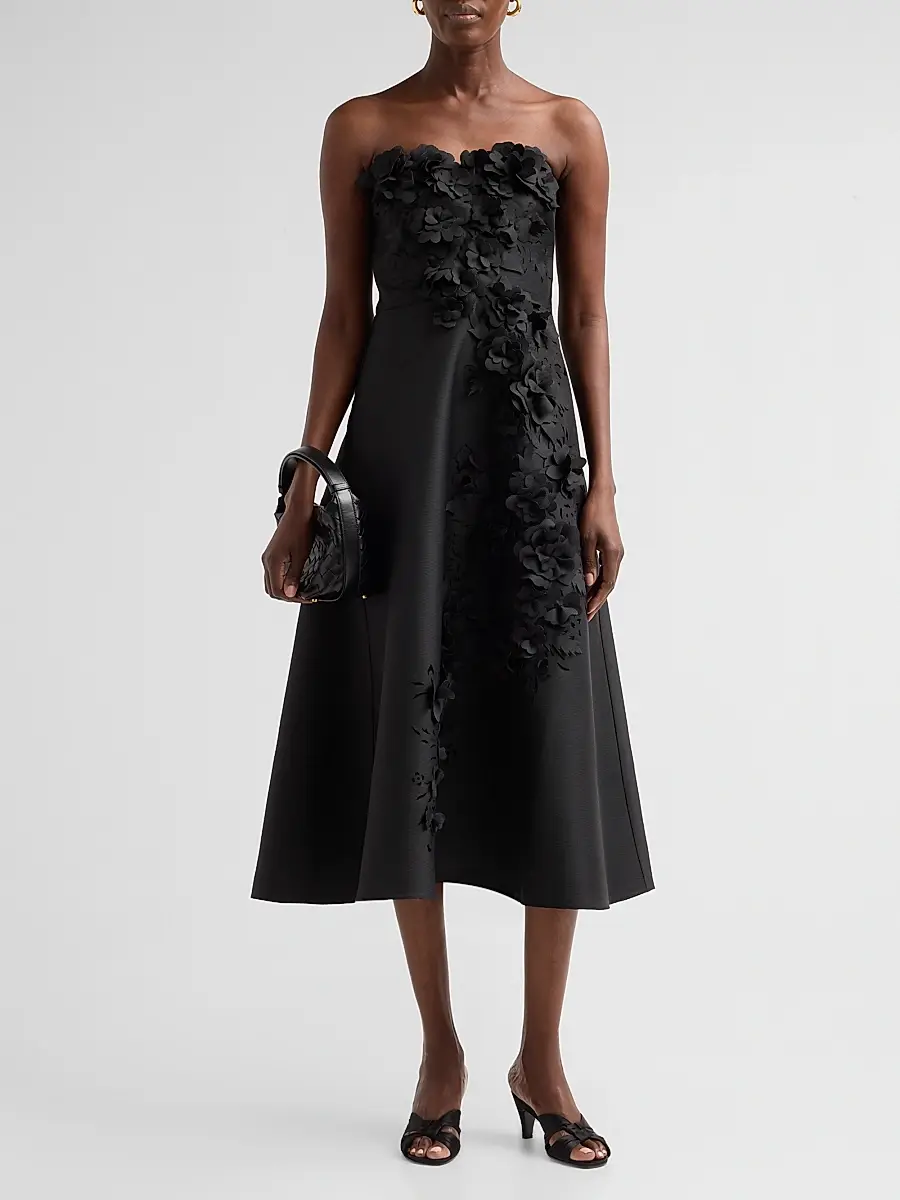 BADGLEY MISCHKA Women's Floral-Appliqué Strapless Cocktail Dress | Thumbnail 2 BADGLEY MISCHKA Women's Floral-Appliqué Strapless Cocktail Dress | Thumbnail 2