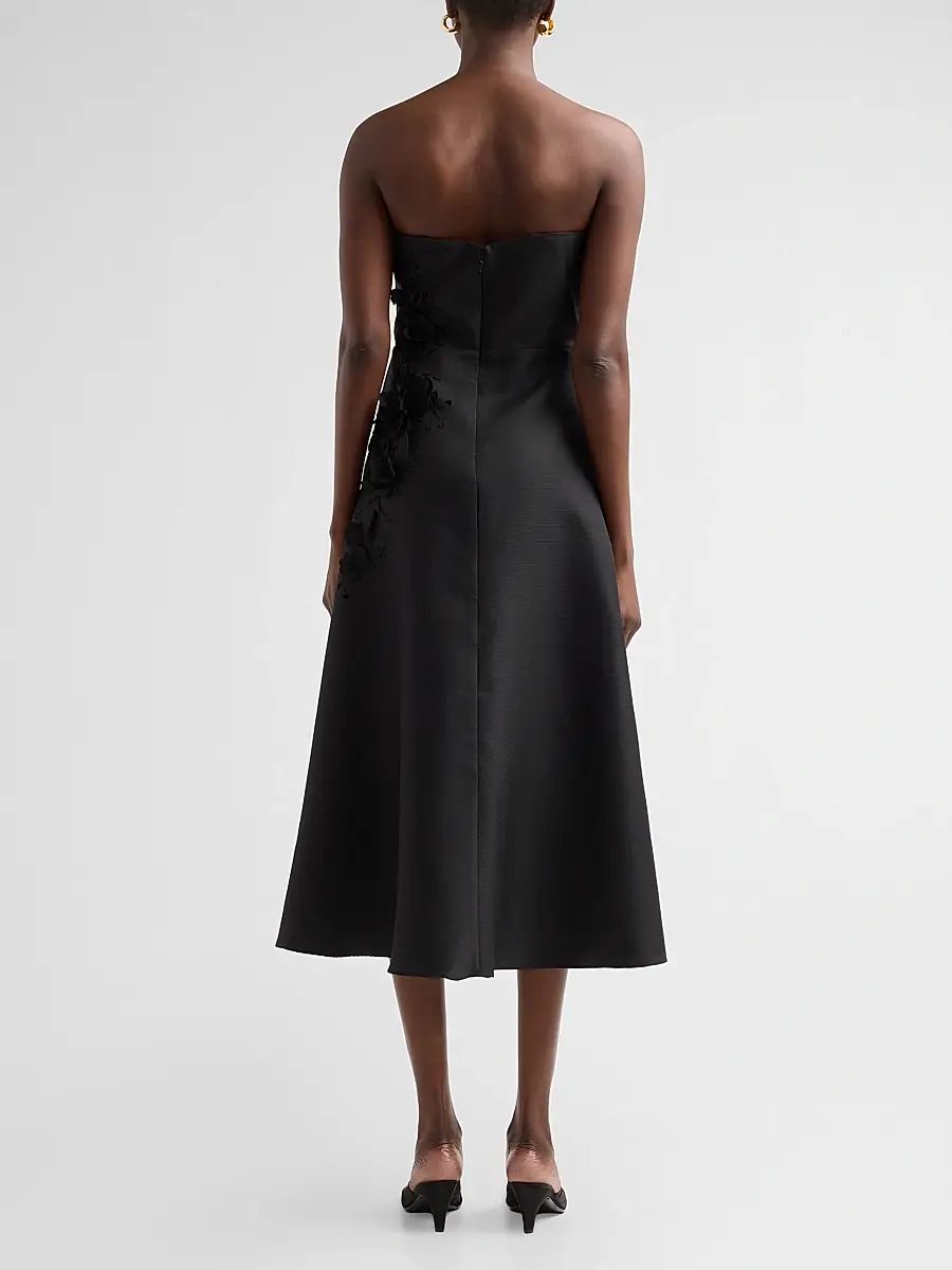 BADGLEY MISCHKA Women's Floral-Appliqué Strapless Cocktail Dress | Thumbnail 3 BADGLEY MISCHKA Women's Floral-Appliqué Strapless Cocktail Dress | Thumbnail 3