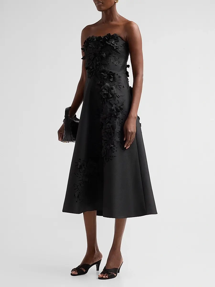 BADGLEY MISCHKA Women's Floral-Appliqué Strapless Cocktail Dress | Thumbnail 4 BADGLEY MISCHKA Women's Floral-Appliqué Strapless Cocktail Dress | Thumbnail 4