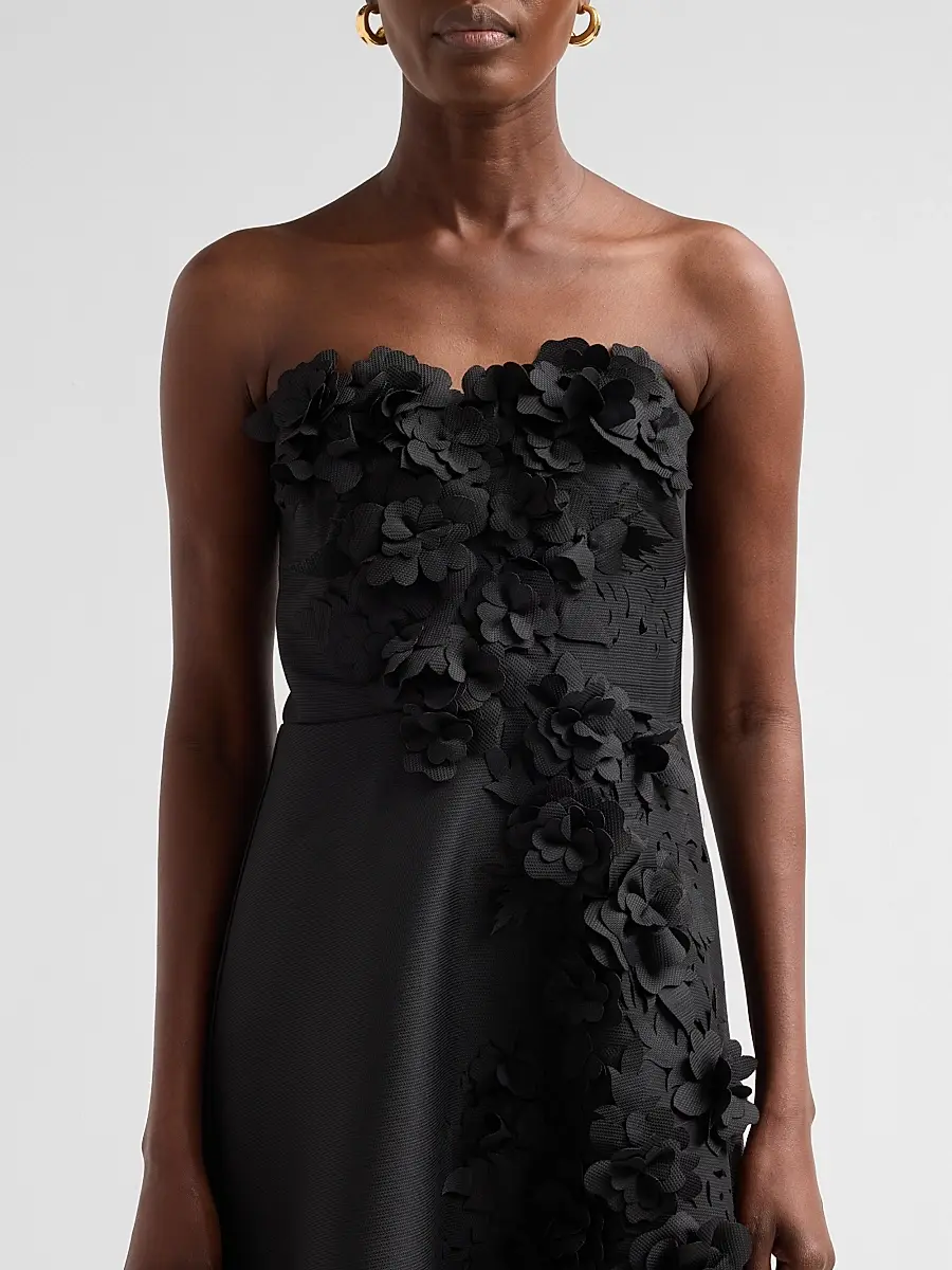 BADGLEY MISCHKA Women's Floral-Appliqué Strapless Cocktail Dress | Thumbnail 5 BADGLEY MISCHKA Women's Floral-Appliqué Strapless Cocktail Dress | Thumbnail 5