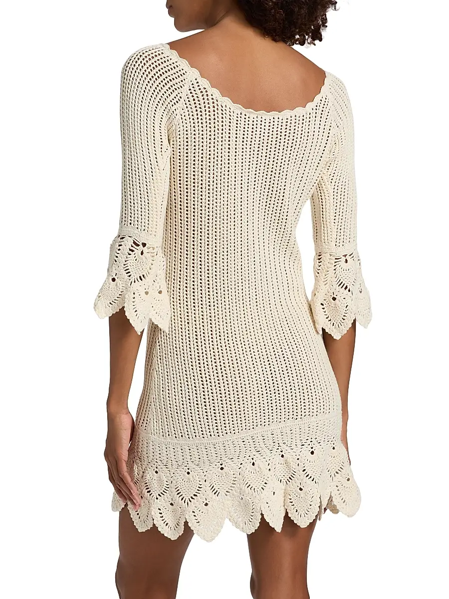 LoveShackFancy Women's Krisella Crochet-Knit Cotton Minidress | Thumbnail 5 LoveShackFancy Women's Krisella Crochet-Knit Cotton Minidress | Thumbnail 5