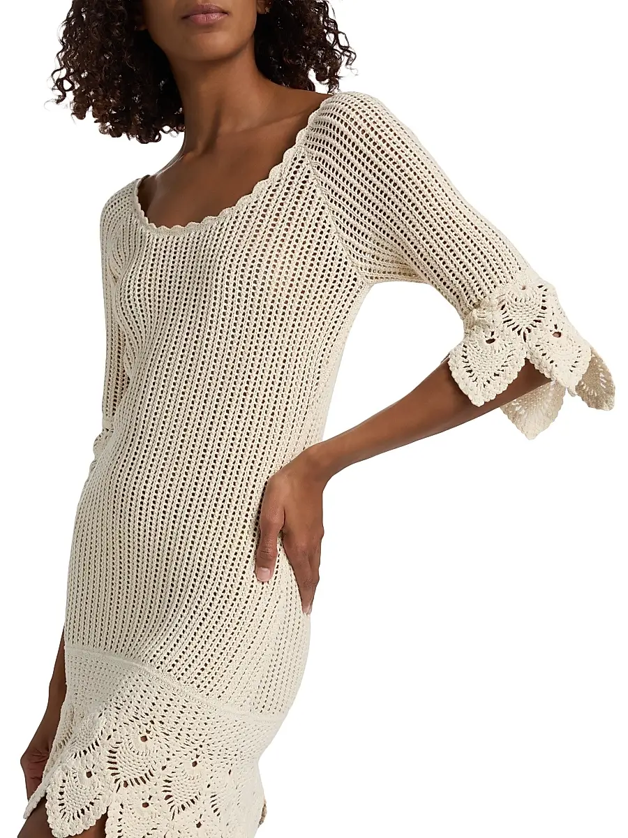 LoveShackFancy Women's Krisella Crochet-Knit Cotton Minidress | Thumbnail 6 LoveShackFancy Women's Krisella Crochet-Knit Cotton Minidress | Thumbnail 6