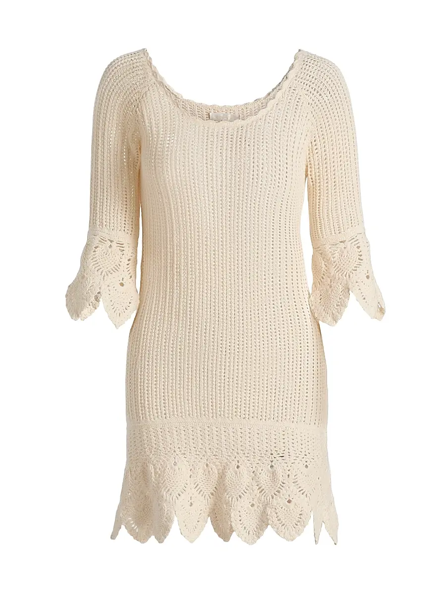LoveShackFancy Women's Krisella Crochet-Knit Cotton Minidress - | Image 1 LoveShackFancy Women's Krisella Crochet-Knit Cotton Minidress - | Image 1