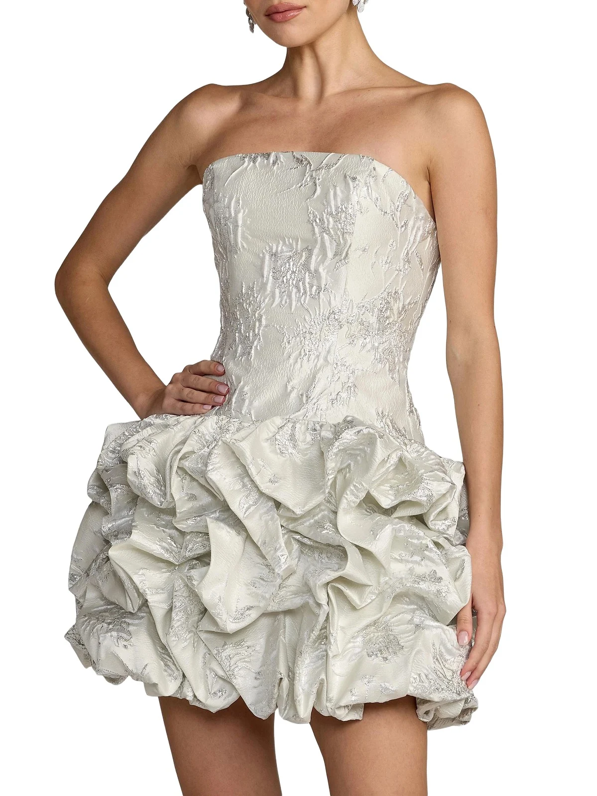 Women's Brocade Strapless Bubble Hem Minidress Women's Brocade Strapless Bubble Hem Minidress