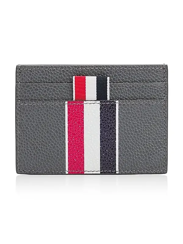 Men's Double-Sided Tricolor-Striped Leather Card Case