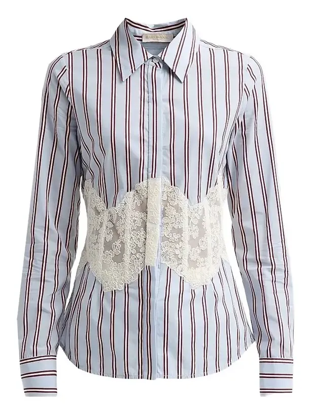 Women's Alana Striped Lace-Overlay Shirt Women's Alana Striped Lace-Overlay Shirt