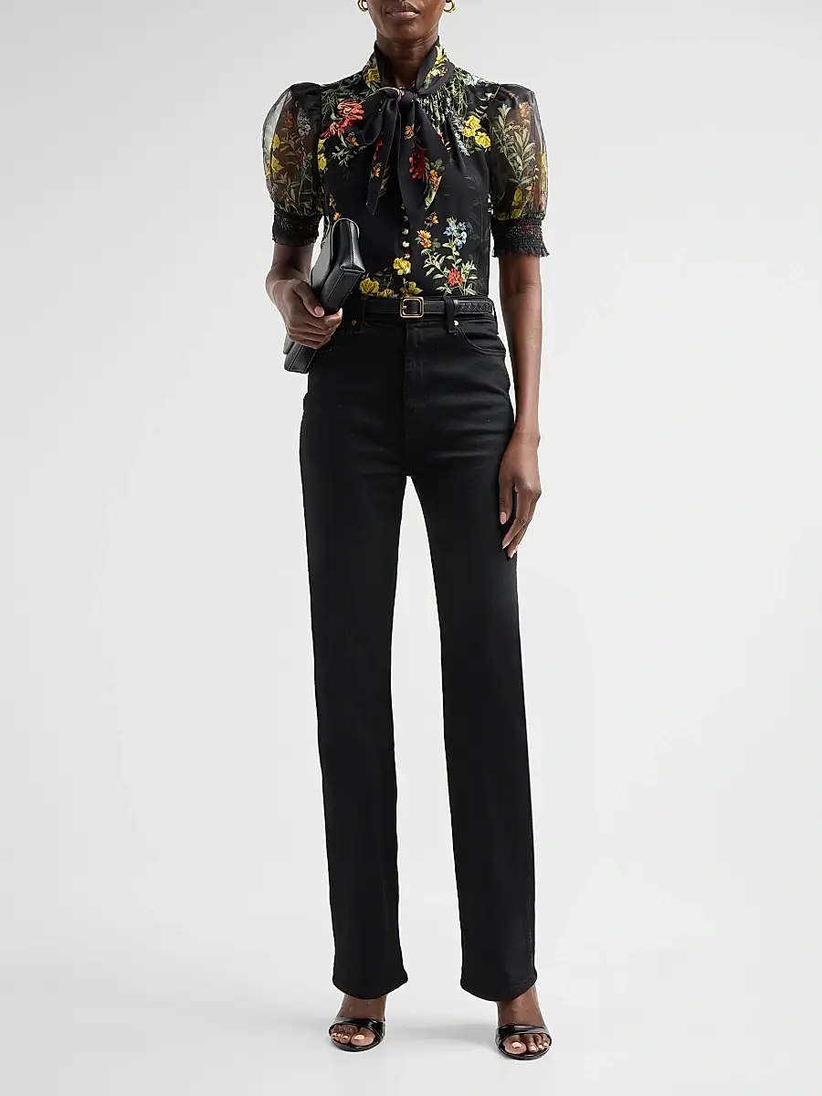 Alice + Olivia Women's Brentley Floral Tie Blouse | Thumbnail 2 Alice + Olivia Women's Brentley Floral Tie Blouse | Thumbnail 2