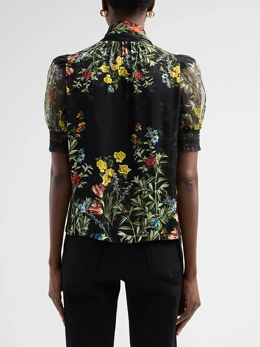 Alice + Olivia Women's Brentley Floral Tie Blouse | Thumbnail 3 Alice + Olivia Women's Brentley Floral Tie Blouse | Thumbnail 3