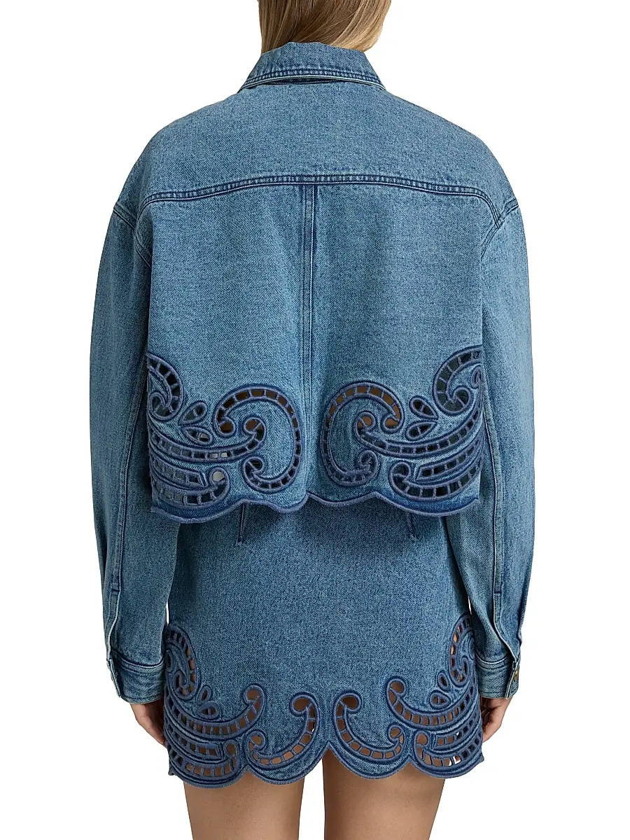 Ulla Johnson Women's The Bobbi Eyelet Denim Jacket | Thumbnail 5 Ulla Johnson Women's The Bobbi Eyelet Denim Jacket | Thumbnail 5