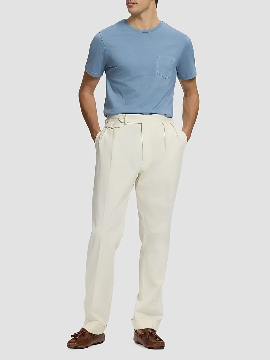 Ralph Lauren Purple Label Men's Silk Straight-Leg Chino Trousers | Thumbnail 2
