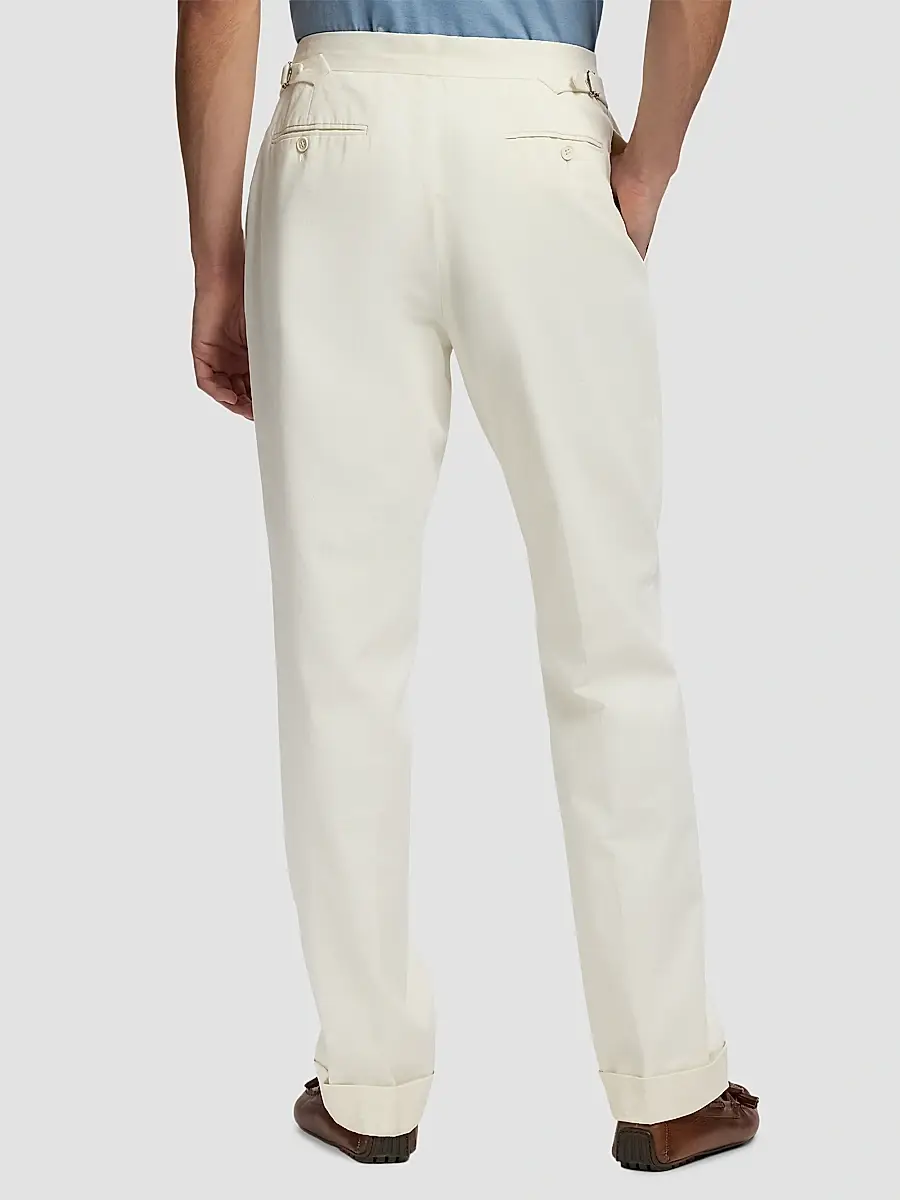 Ralph Lauren Purple Label Men's Silk Straight-Leg Chino Trousers | Thumbnail 3