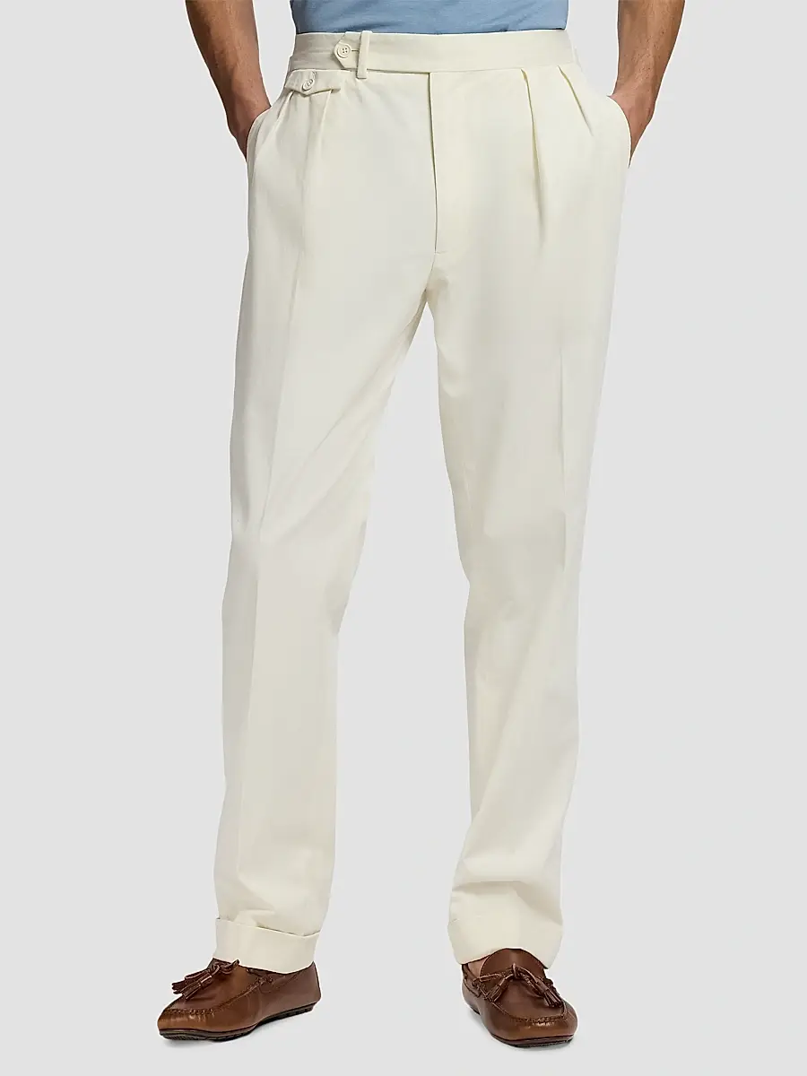 Ralph Lauren Purple Label Men's Silk Straight-Leg Chino Trousers | Thumbnail 4