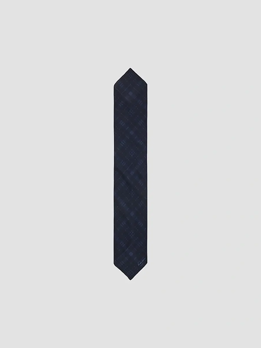 Ralph Lauren Purple Label Men's Plaid Silk-Linen Neckerchief | Thumbnail 4 Ralph Lauren Purple Label Men's Plaid Silk-Linen Neckerchief | Thumbnail 4