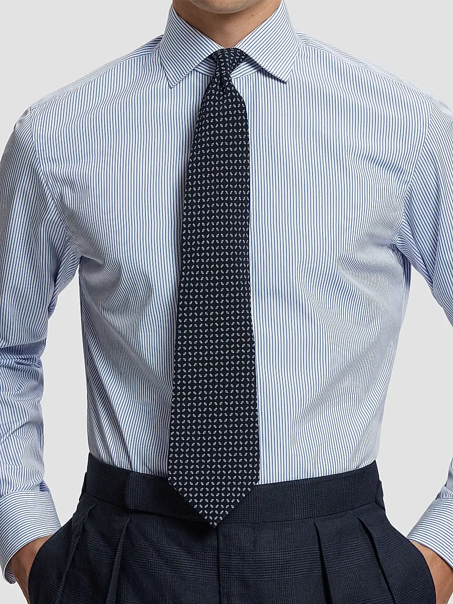Ralph Lauren Purple Label Men's Micro Geometric Silk Crepe Tie | Thumbnail 2 Ralph Lauren Purple Label Men's Micro Geometric Silk Crepe Tie | Thumbnail 2