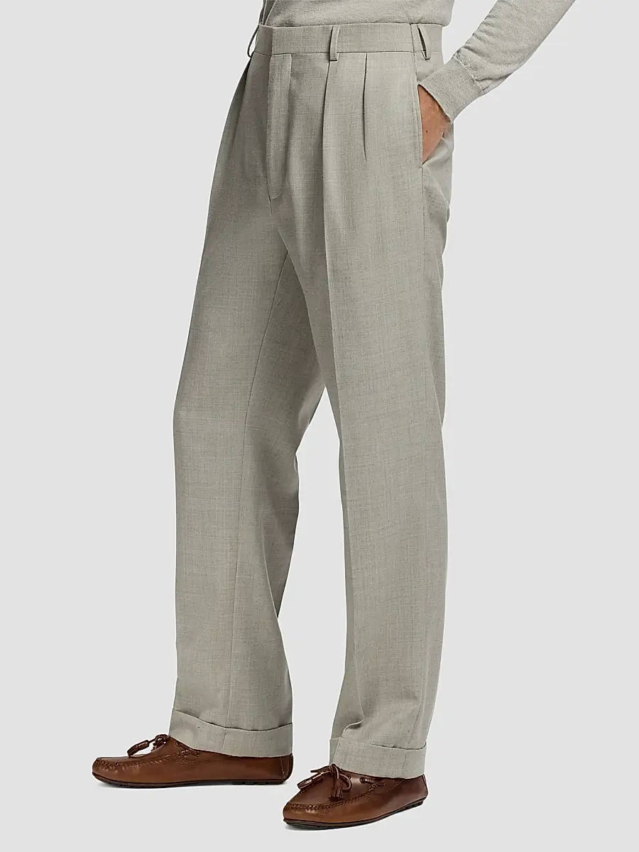 Ralph Lauren Purple Label Men's Wool Flannel Trousers | Thumbnail 6