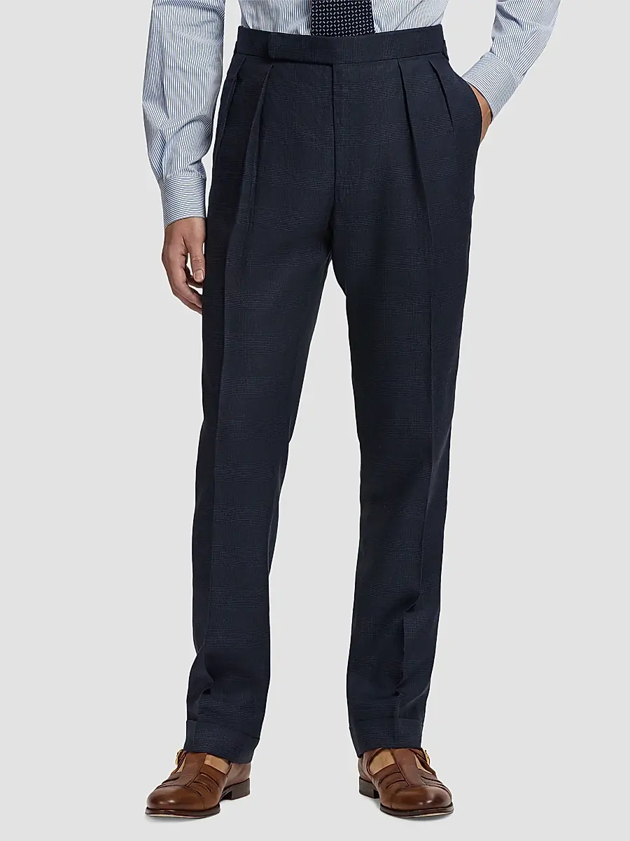 Ralph Lauren Purple Label Men's Gregory Glen Check Cashmere-Silk Trousers | Thumbnail 2 Ralph Lauren Purple Label Men's Gregory Glen Check Cashmere-Silk Trousers | Thumbnail 2