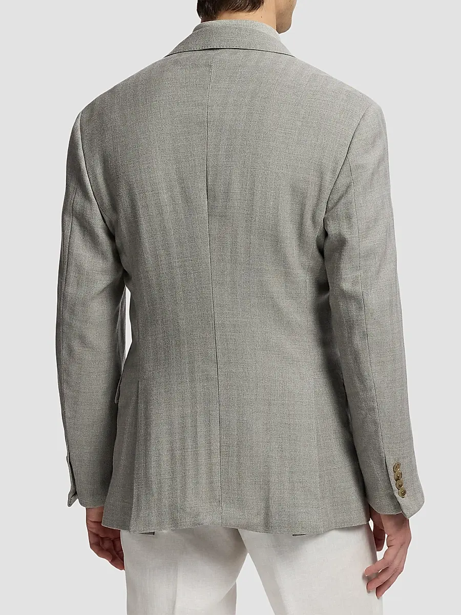 Ralph Lauren Purple Label Men's Herringbone Cashmere-Wool Single-Breasted Sportcoat | Thumbnail 3