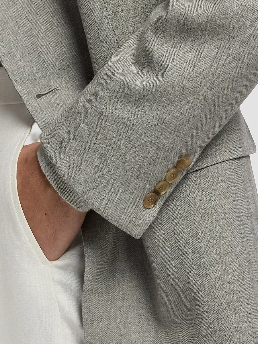 Ralph Lauren Purple Label Men's Herringbone Cashmere-Wool Single-Breasted Sportcoat | Thumbnail 6